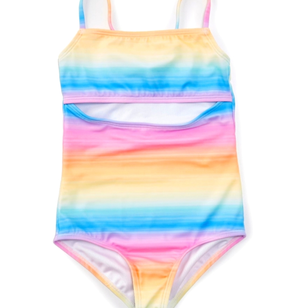 Billabong girls Vista Dreamin bathing suit size 14 striped one piece cut out NWT